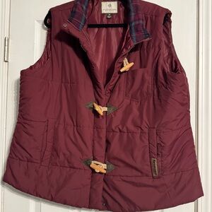 Legendary Whitetails Maroon Vest with Plaid Accents